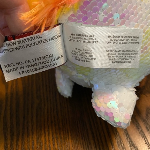 Fiesta white Sequin unicorn Rainbow Star Plush Toy NWT - Picture 10 of 16